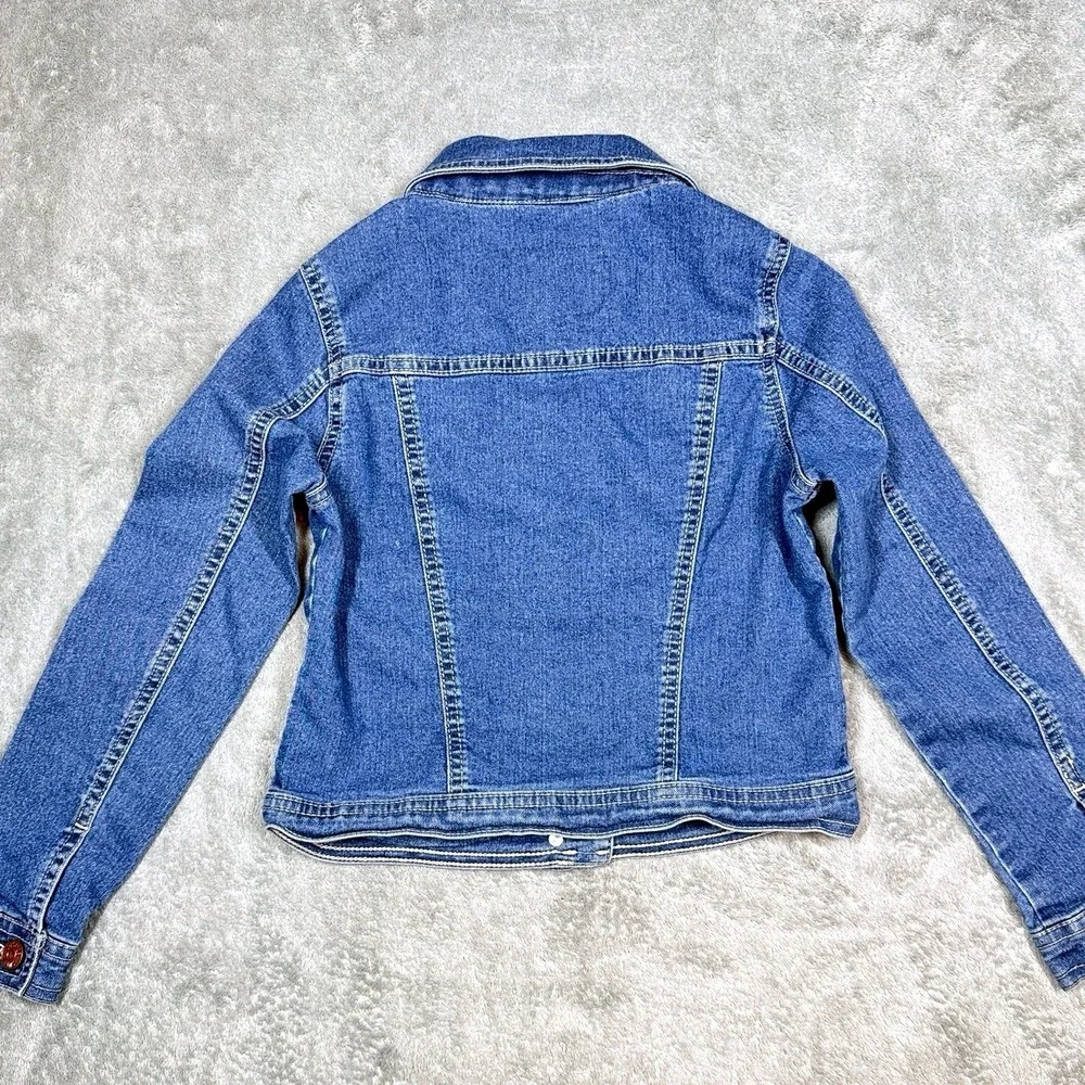Justice Denim Jacket Girls Size‎ 8 Blue Jean Button Up Stretch Kids